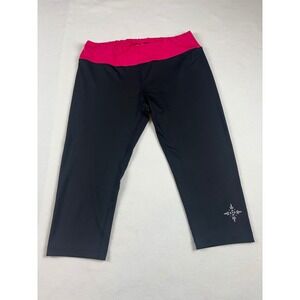 Charles River Sport Womens Capri Leggings Pink Black Athletic Cropped Size M